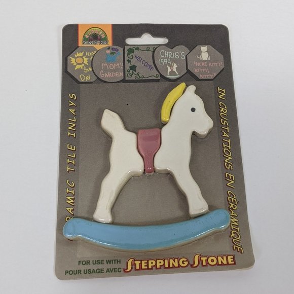 Creative Crafts Ceramic Tile Stepping Stone Inlay Rocking Horse - Picture 1 of 2
